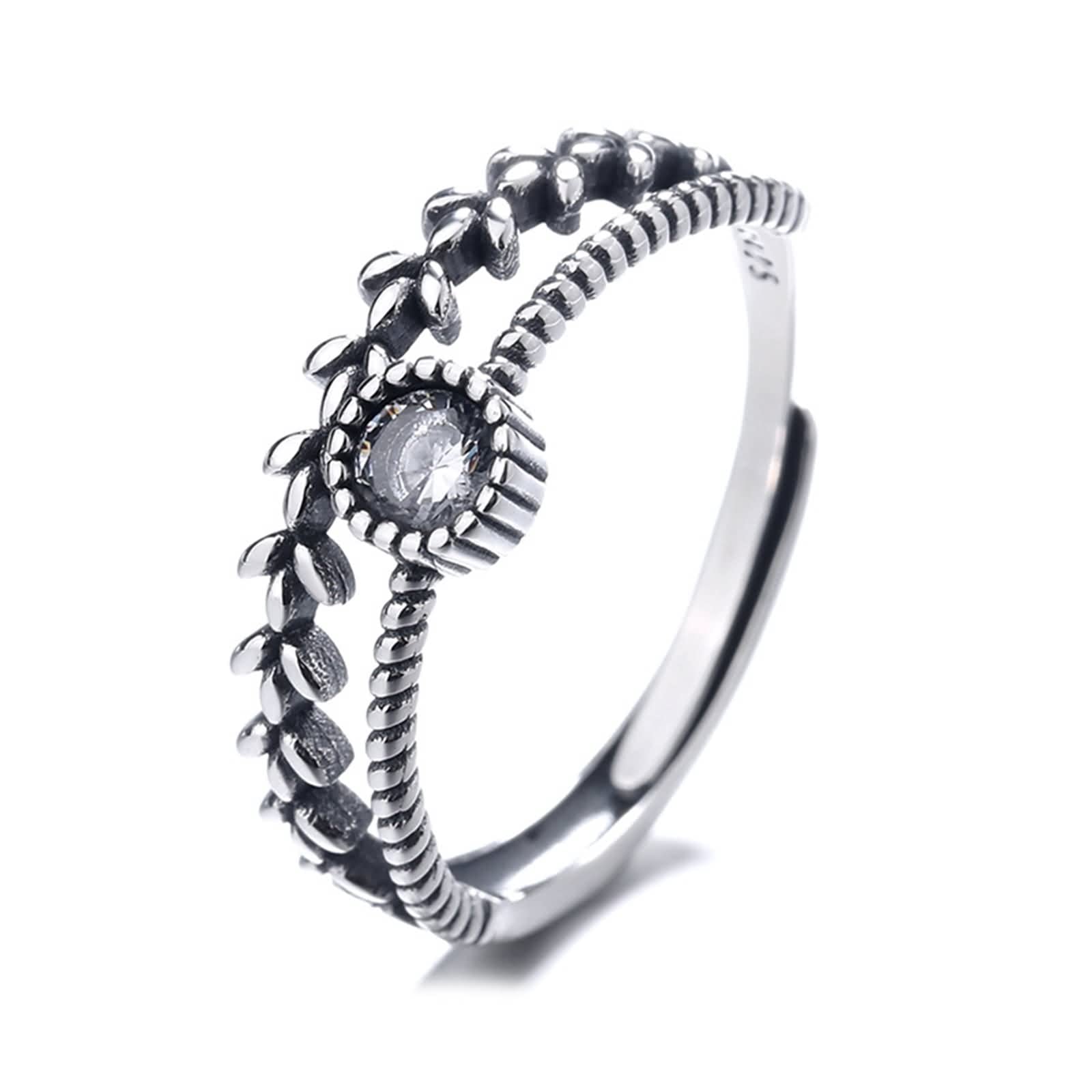 Anello da donna in argento regolabile, anelli da donna alla moda 925, semplice zirconia, idea regalo, Nessuna pietra preziosa