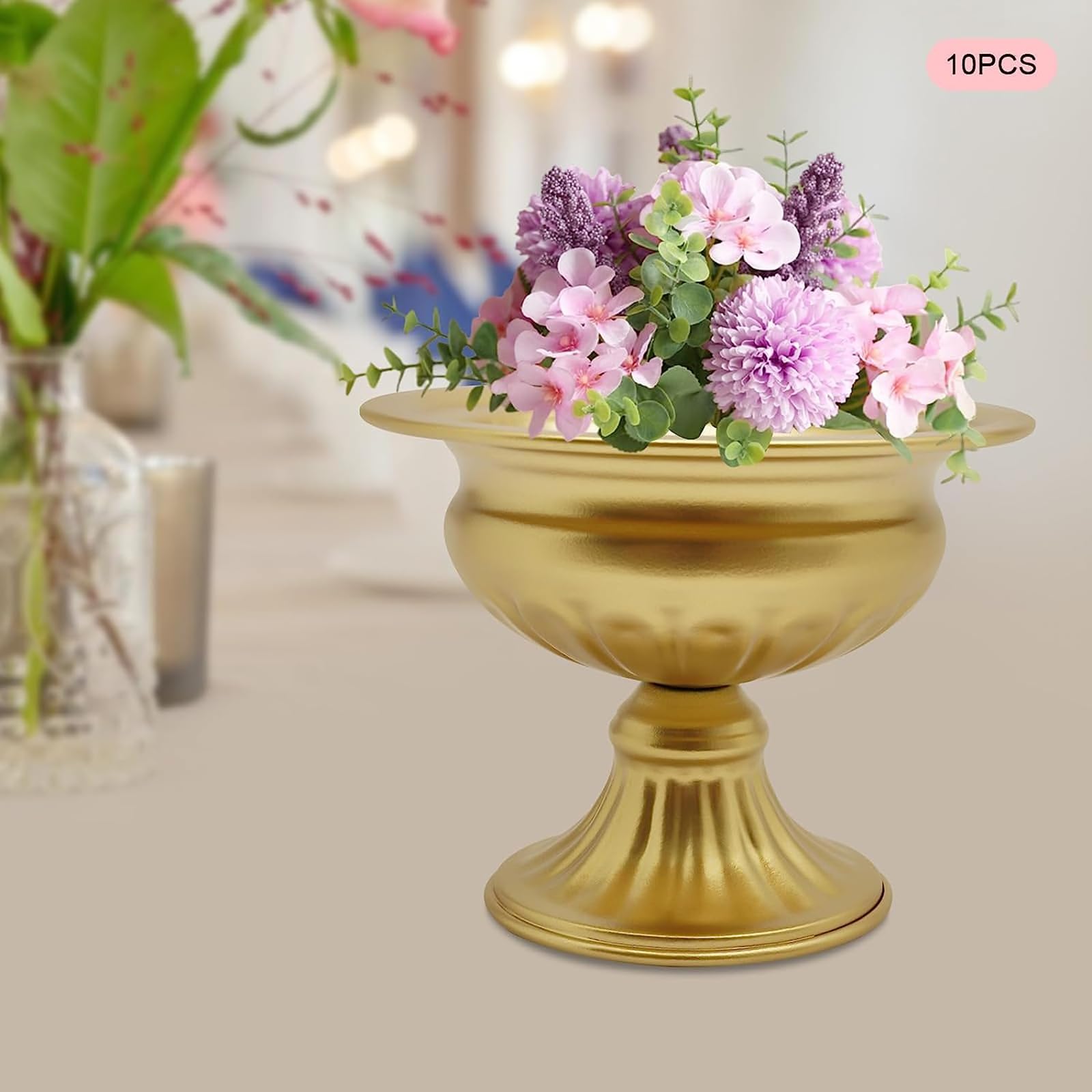 10 Vasi Centrotavola in Oro, Supporto per Vaso da Fiori da Tavolo da Matrimonio da 4,7", Centrotavola per Fiori, Design Elegante a Forma di Tromba, per Composta, Decorazione di Feste, Casa