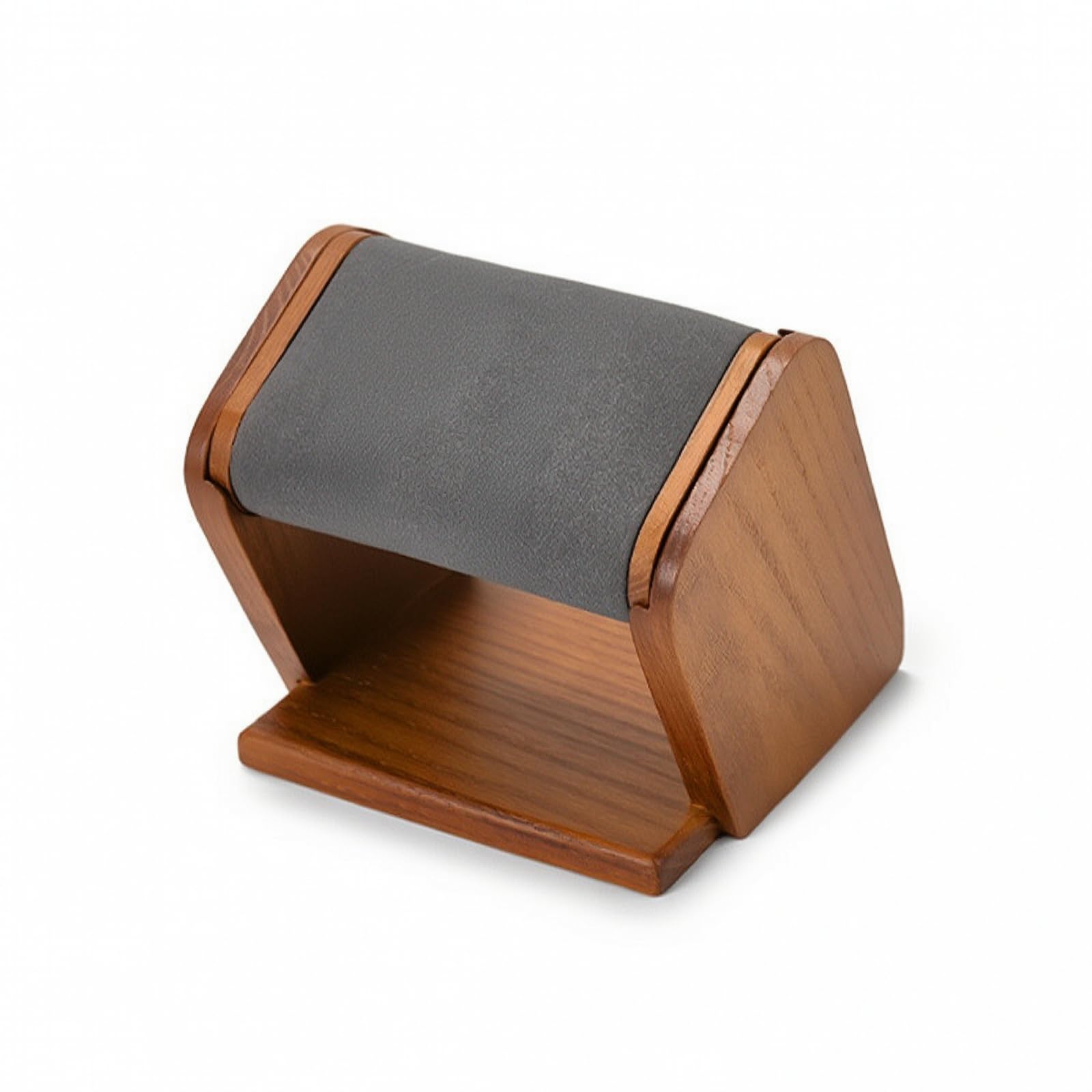 Amagogo Porte Montre en Bois avec Cale Rembourrée et Structure Minimale pour Présenter Votre Montre sur Table Chevet et Comptoir, Gris Foncé