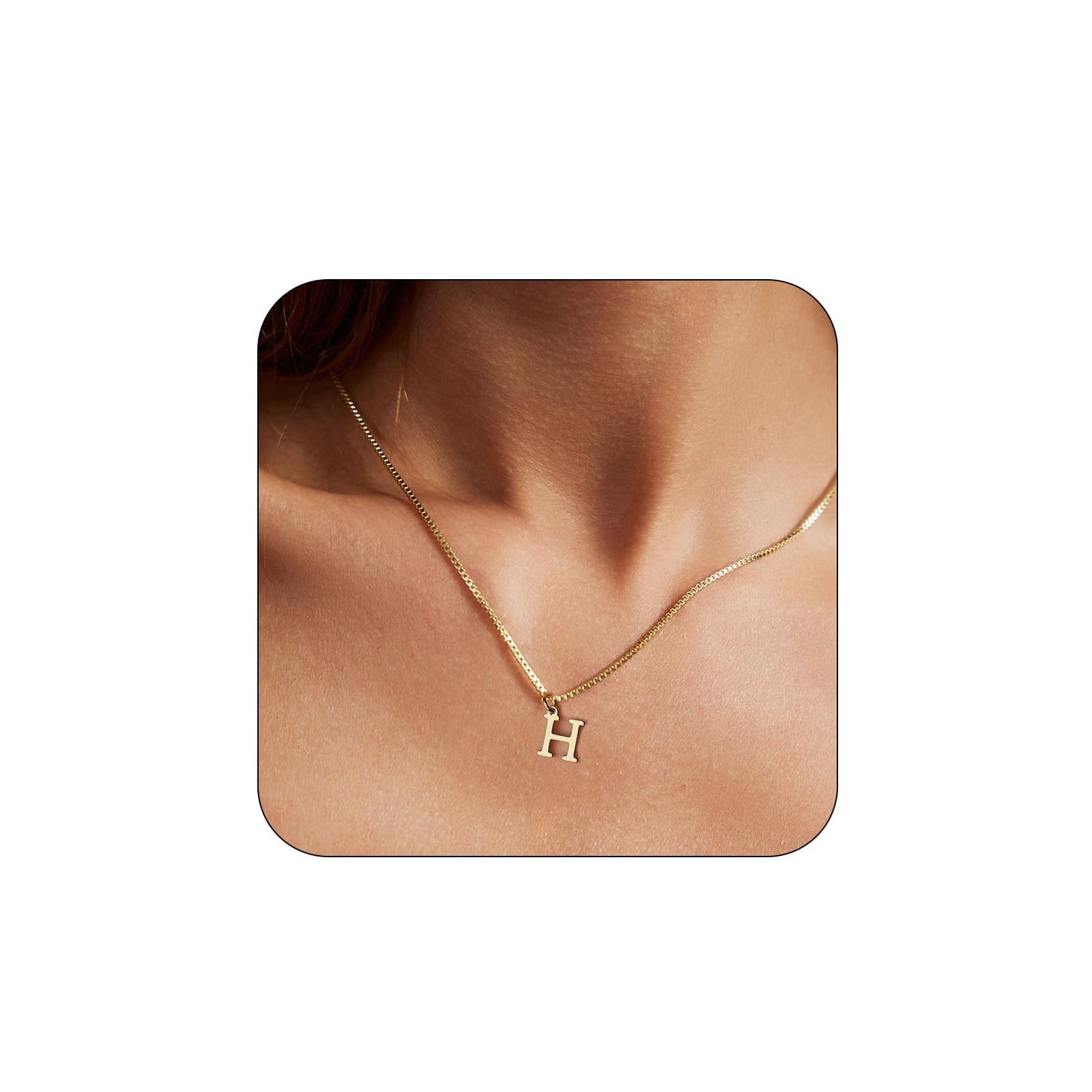 Gold Initial Necklaces for Women Girls, Dainty Gold Letter Necklace Tiny A-Z Pendant Choker Necklace Trendy Cute Personalized Monogram Name Necklace Gold Jewelry Necklace for Teen Girls Gift