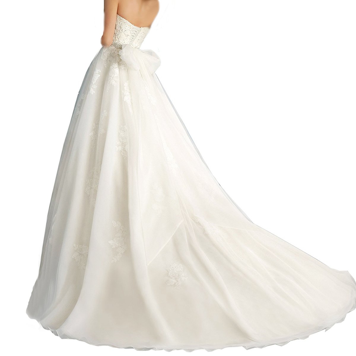 Abito da Sposa Lungo Senza Spalline delle Donne Pizzo