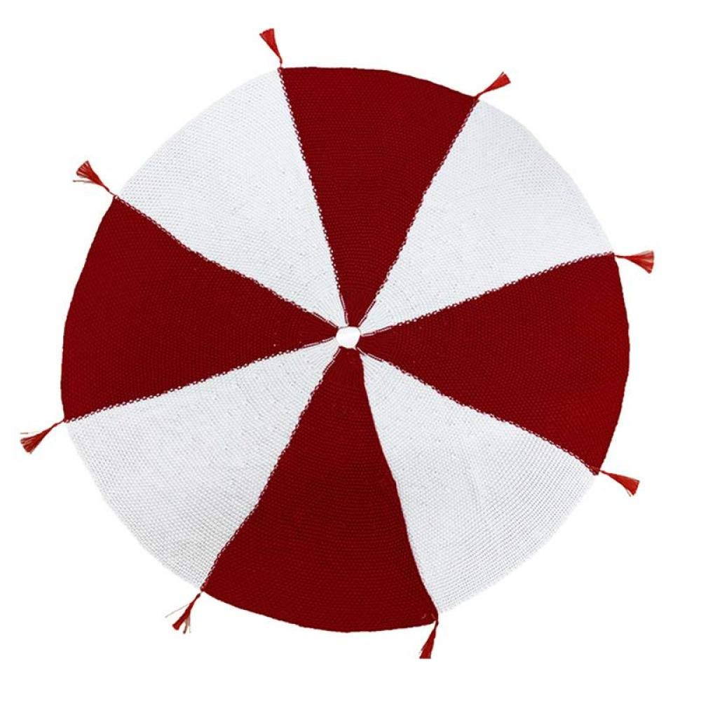 Tappeto per Albero di Natale Gonna Albero di Natale Tappeto Rotondo Decorativo Bianco Rosso per Forniture per Alberi di Natale per La Casa