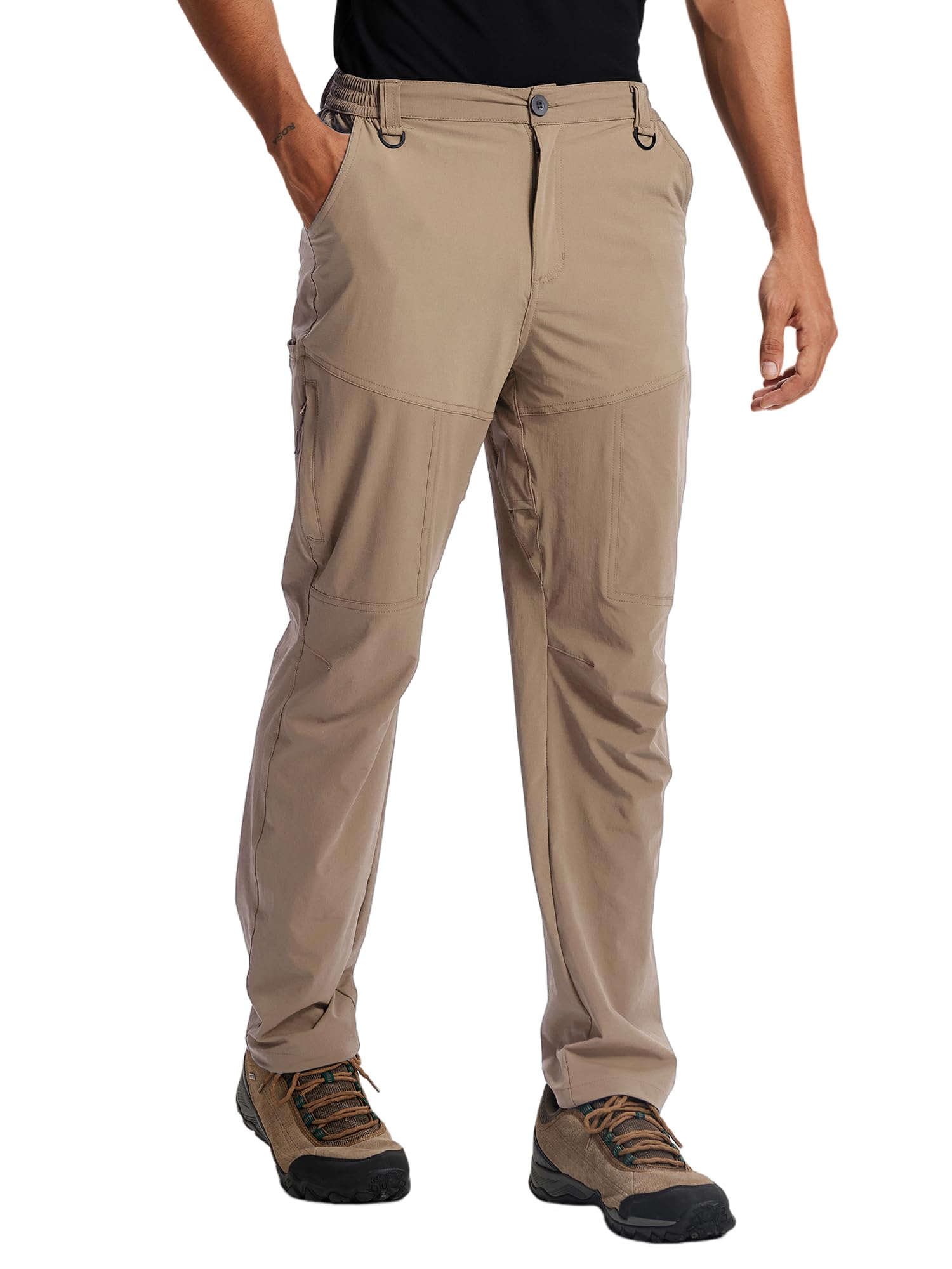 Mens Hiking Cargo Work Nylon Pants - Water Wear Resistant Breathable Lightweight Stretch Quick Dry - EDC with