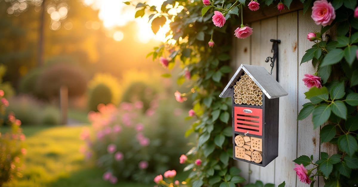 SuperMoss (56131) Iris Beneficial Bug Hotel, Black Metal Roof