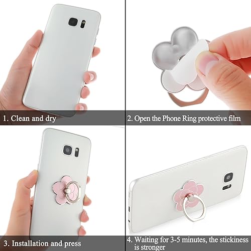 Miniatura 3 de Sibba 2 soportes para anillo de teléfono, soporte de anillo de dedo de flor para teléfono celular, accesorios universales de metal, compatibles con