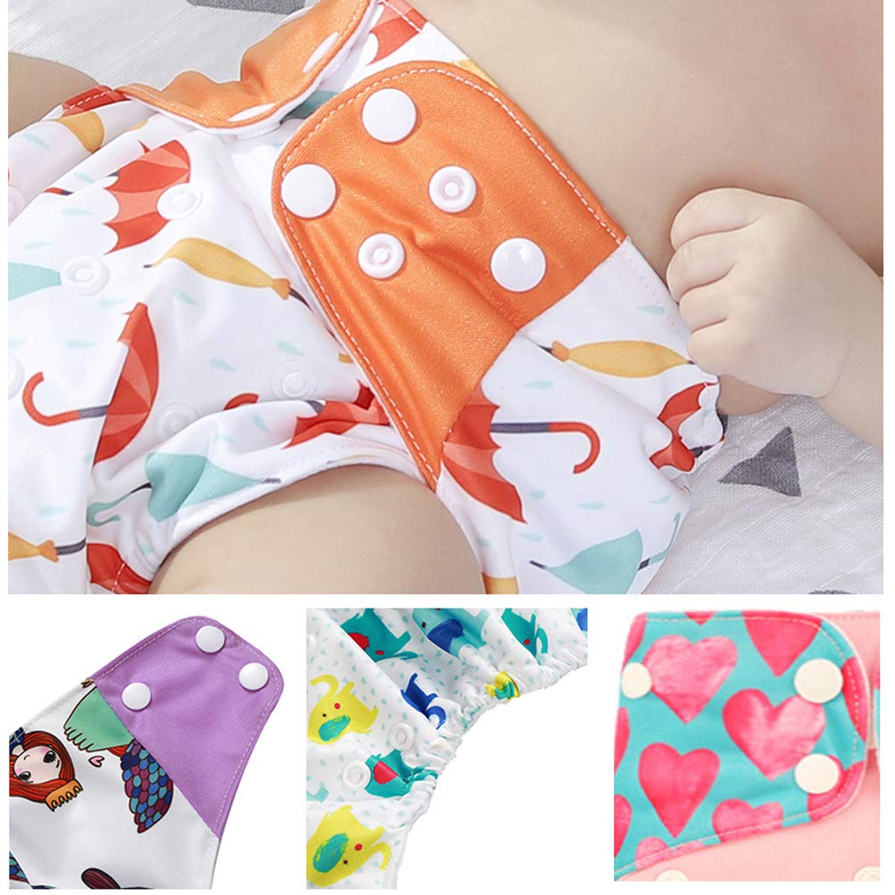 Couches lavables pour bébé Couches réutilisables pour bébé Insérez une couche de poche tout-en-un pour la plupart des bébés et des tout-petits (4PCS, Amour rose)