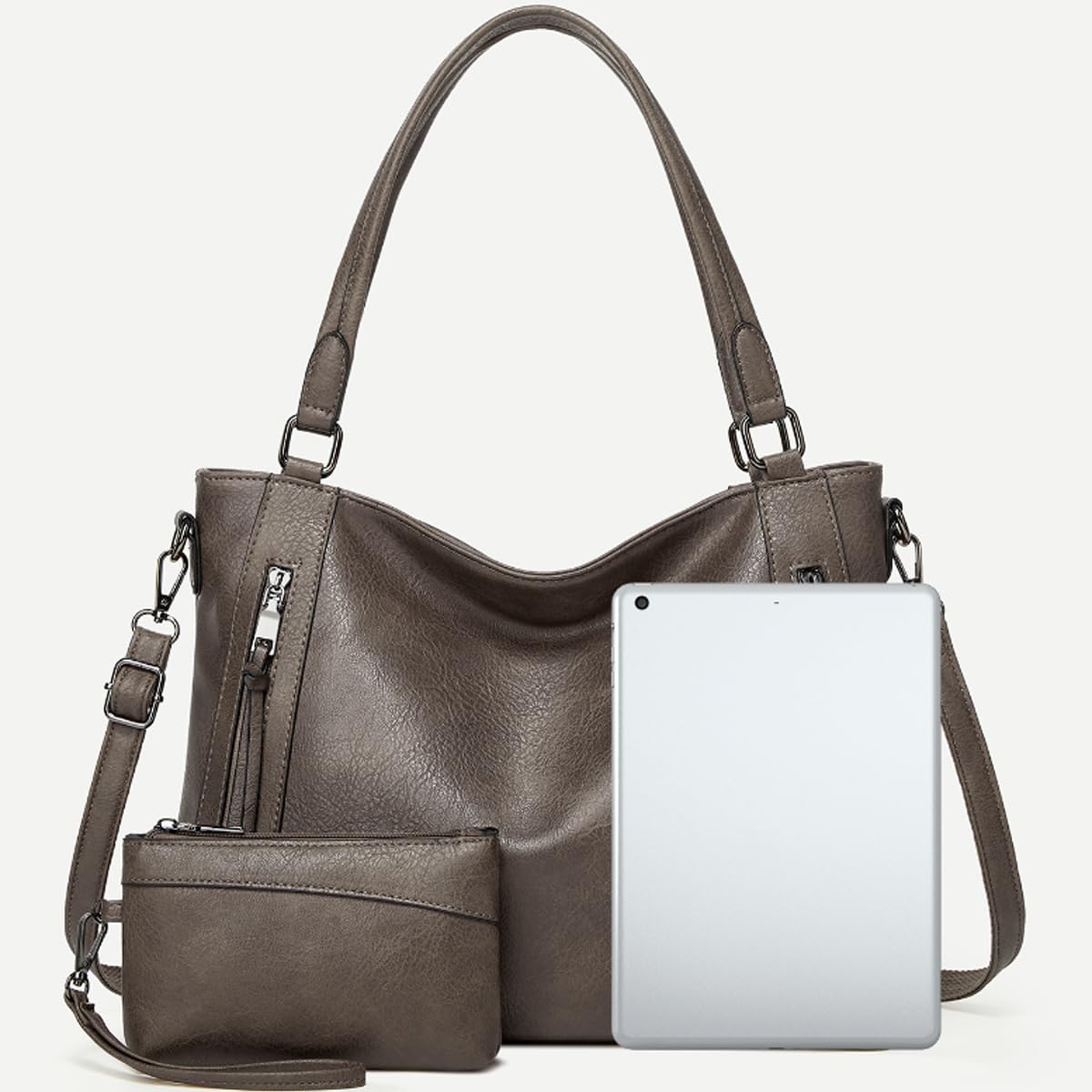 Monederos y bolsos para mujer, bolso de mano de piel sintética, bolso de hombro con asa superior, juego de 2 piezas