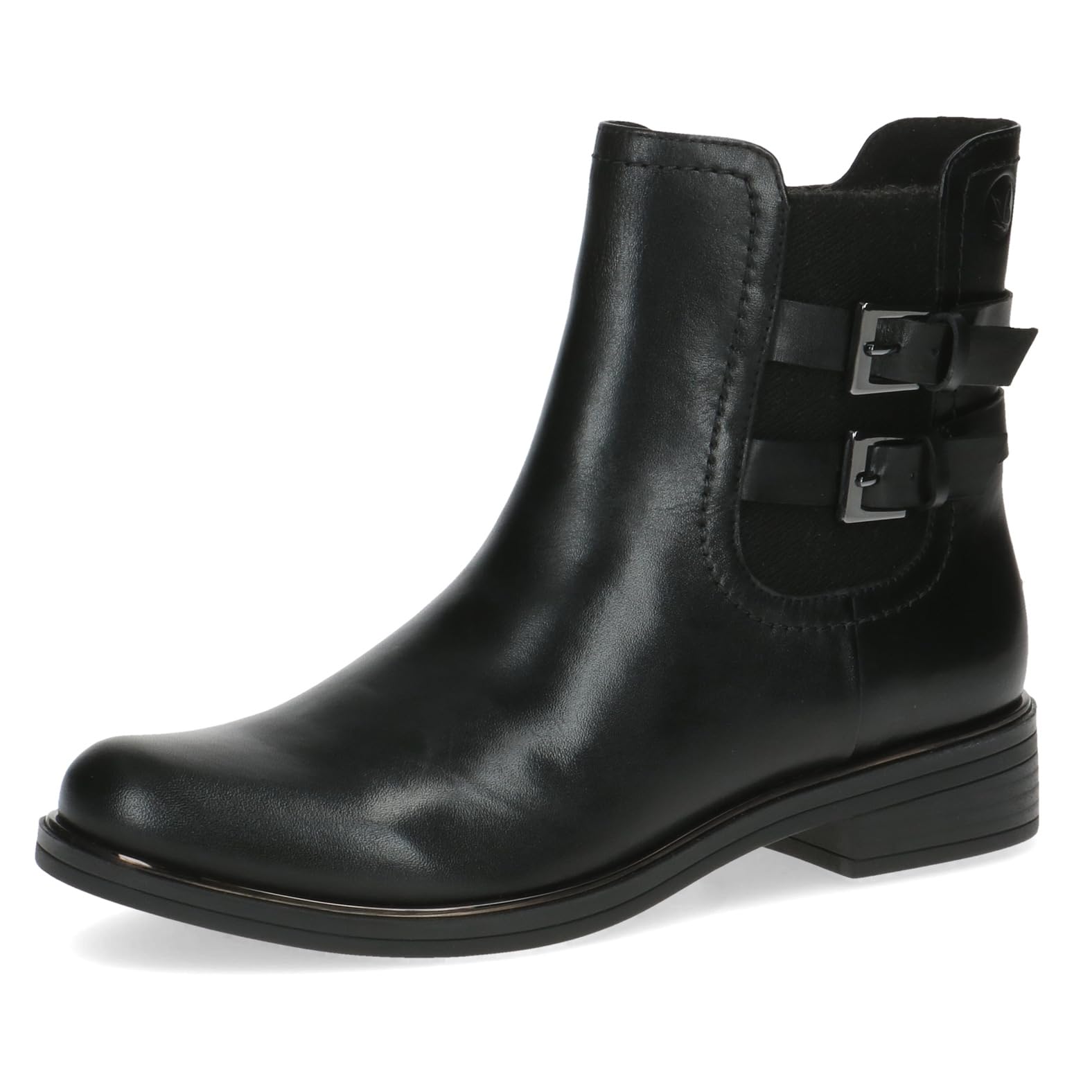 CAPRICE Women's Chelsea boots in leather with buckles and zipper Width G, Black (Black Nappa), 6.5 UK