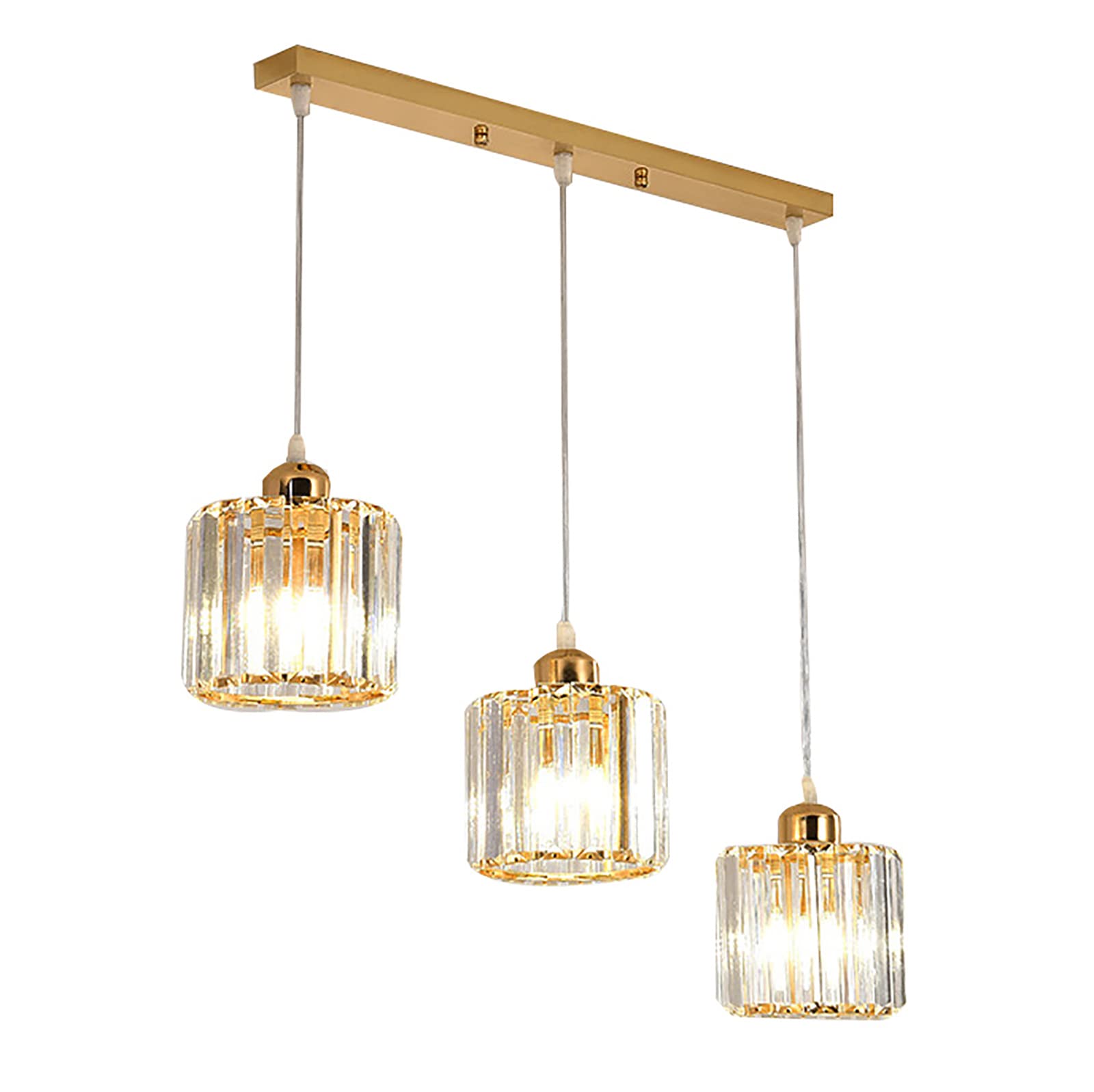KXEcoLife Modern Crystal Pendant Light Fixture for Diningroom Bedroom 3 Chandelier Kitchen Island K9 Raindrop Lighting 55x80cm