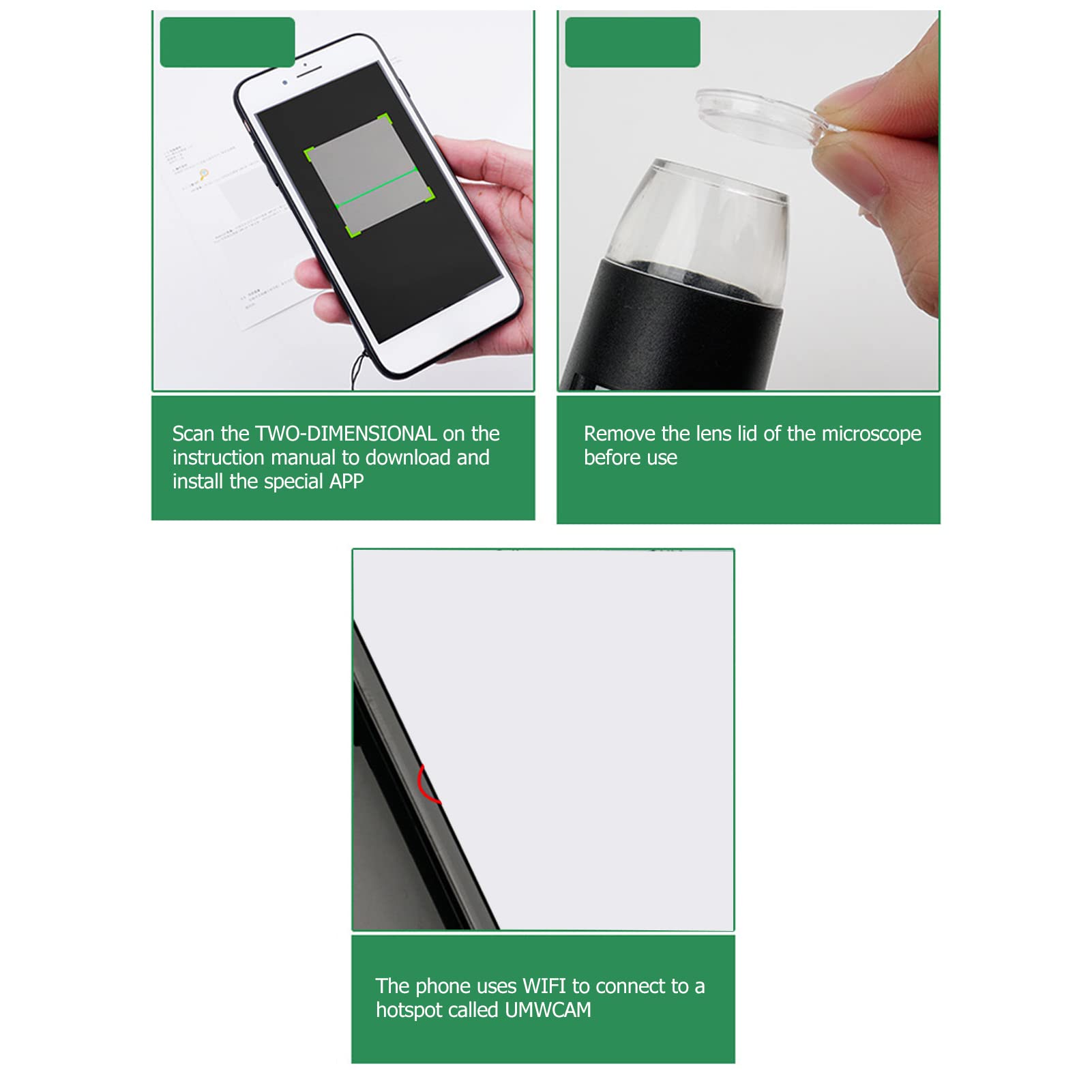 Generic Microscopio Digitale Wireless WIFI Portatile Amplificatore Portatile per Rilevamento del Cuoio Capelluto con Ingrandimento 200X per IOS ABS