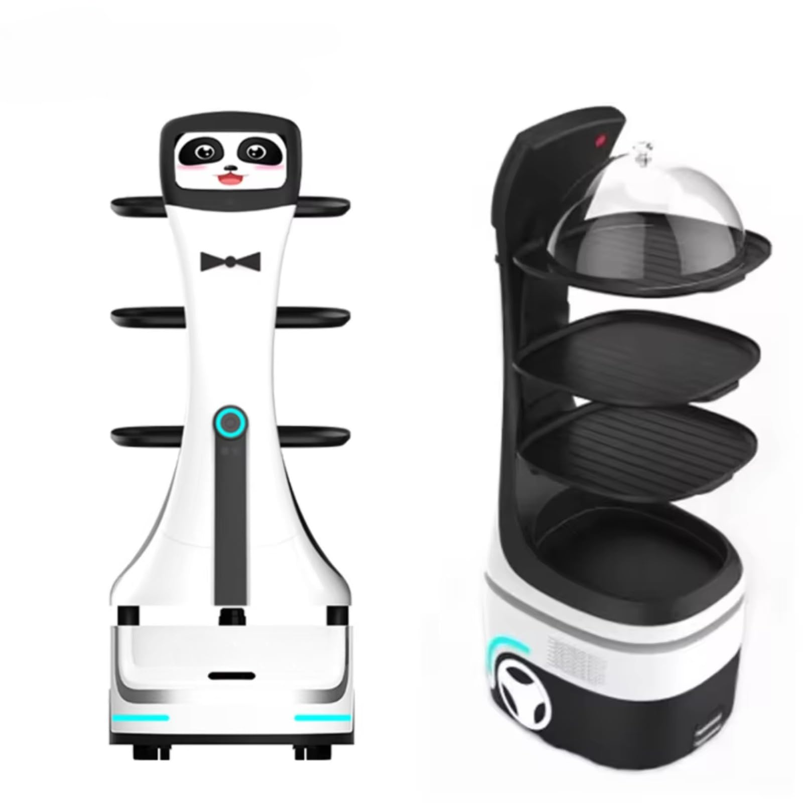 Autonomous Food Delivery Robot for Restaurants, Commercial Service Robot with Smart Mapping, Obstacle Avoidance Technology, Multi-Tray Large Capacity and Voice Interaction