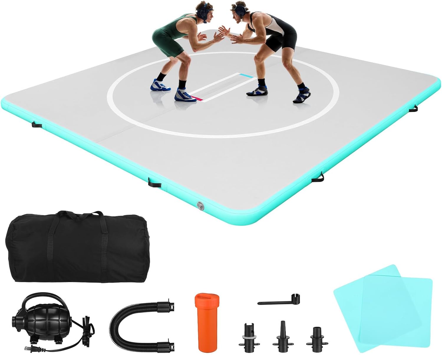Balacoo Inflatable Wrestling Mat 10ft, 4" Thick Foldable Gymnastics Mat for Home Outdoor Indoor - Waterproof Pvc for Wrestling, Gymnastics, Judo, Mma, Grappling, Boxing