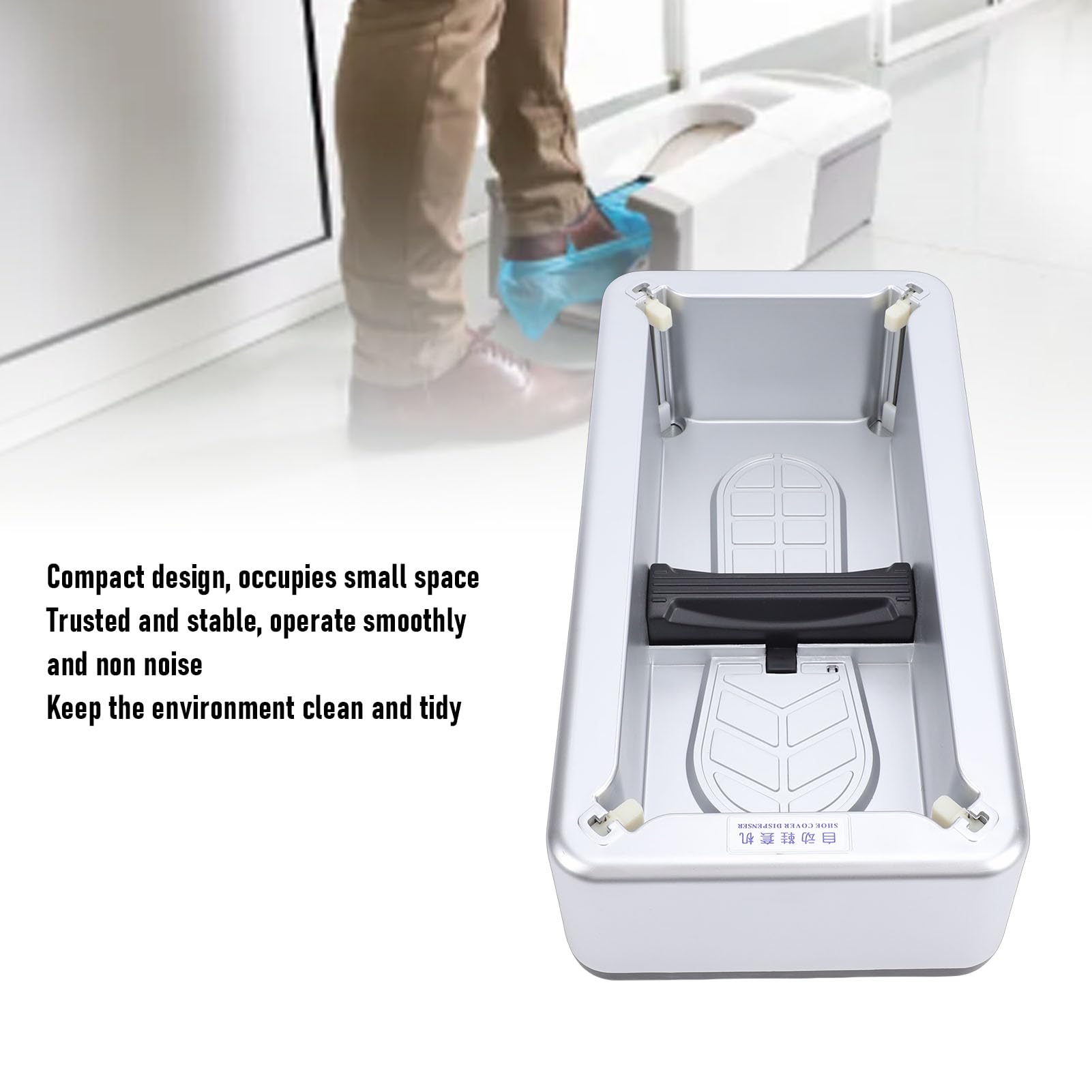 Fockety Dispenser Automatico per Copriscarpe, Macchina per Copriscarpe Antiscivolo con Funzionamento con un, Dispenser per Usa e Getta con Struttura in Lega di Alluminio per Ufficio, Supermercato,