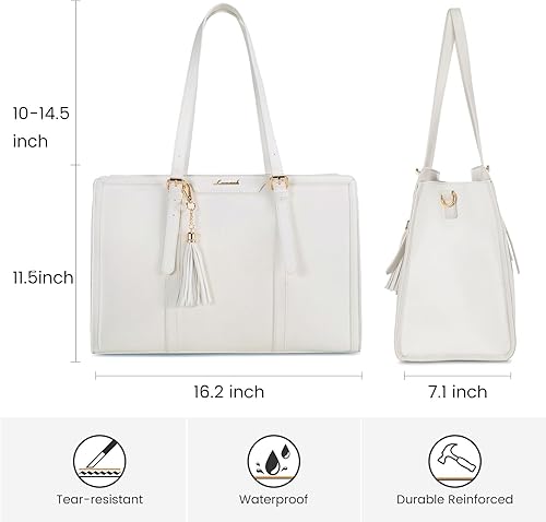 Miniatura 4 de LOVEVOOK Bolsa para laptop para mujeres de 15.6 pulgadas, ligera, de cuero, bolsa tote para laptop, bolsa para computadora de gran capacidad con
