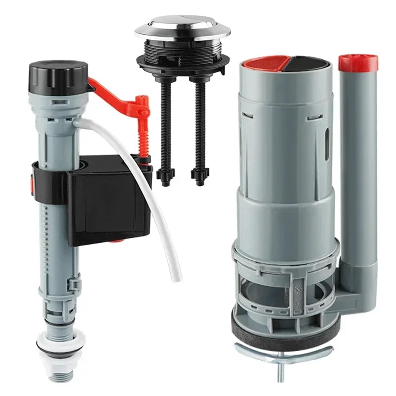 Juego de accesorios de reparación de tanque de agua para inodoros, válvula de descarga doble con botón de presión, válvula de salida para accesorios de baño (color: B)