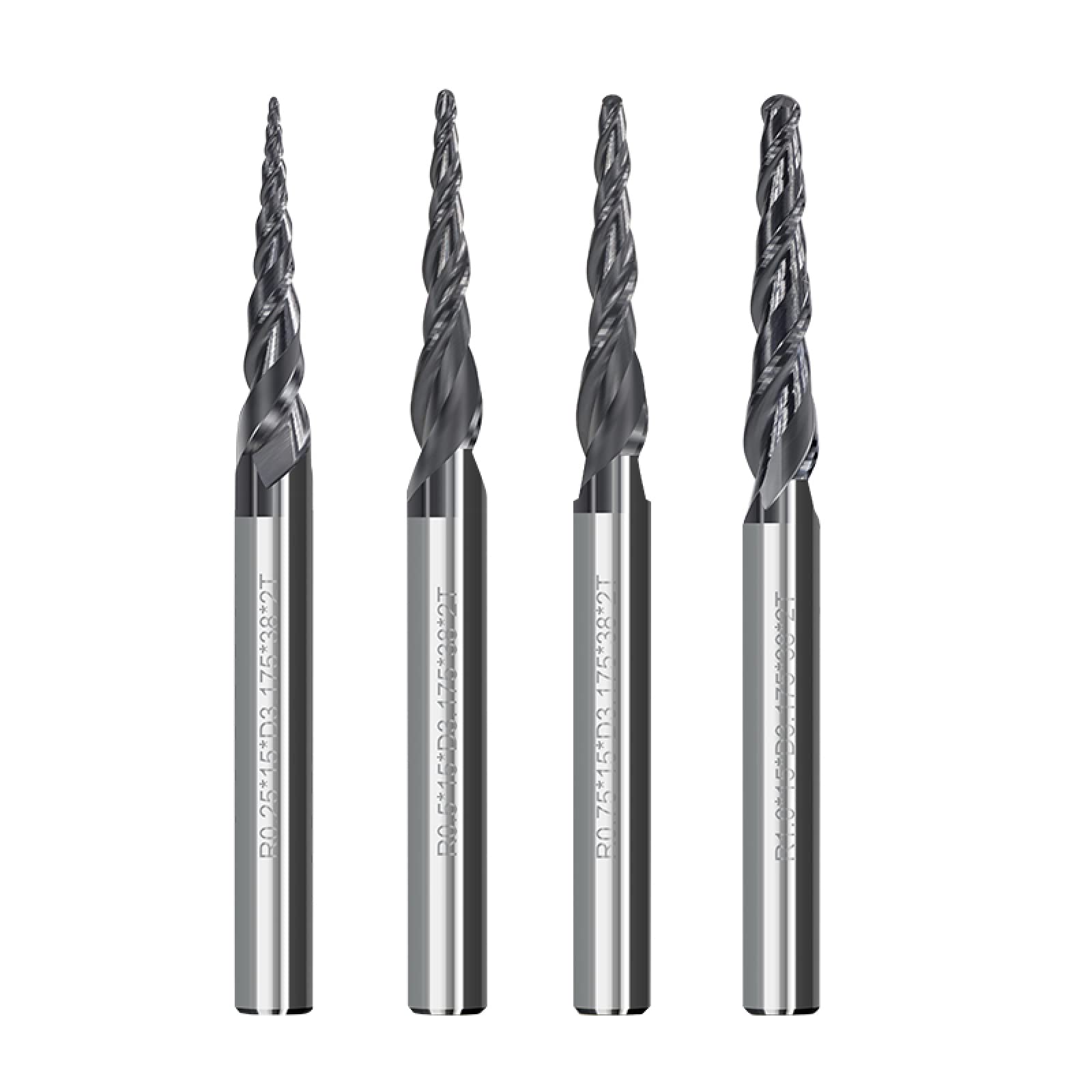 1 Pc Conique Boule Nez Fraise En Bout Carbure Gravure Sur Bois Peu CNC Routeur Peu,R0.75xD3.175x15x40L