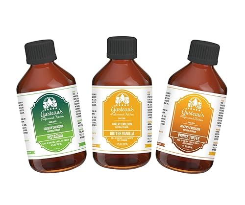 Gusteau's - Paquete combinado de emulsión de panadería, (pistacho, mantequilla de vainilla, caramelo de príncipe), 4 onzas cada uno, sin alcohol,