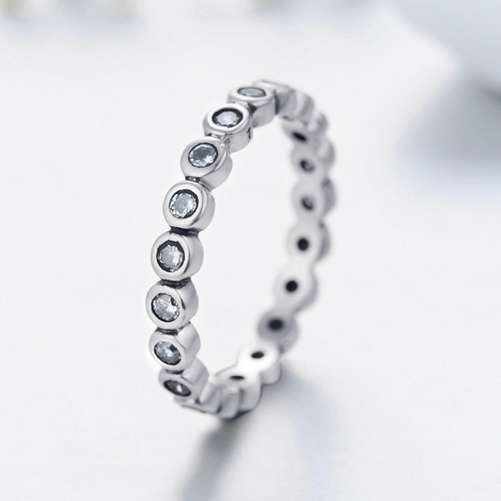 Anillo de mujer de oro blanco 585, talla redonda, moissanita, anillos para mujer, anillos de oro 45 (14,3) 62 (19,7), estilo A389