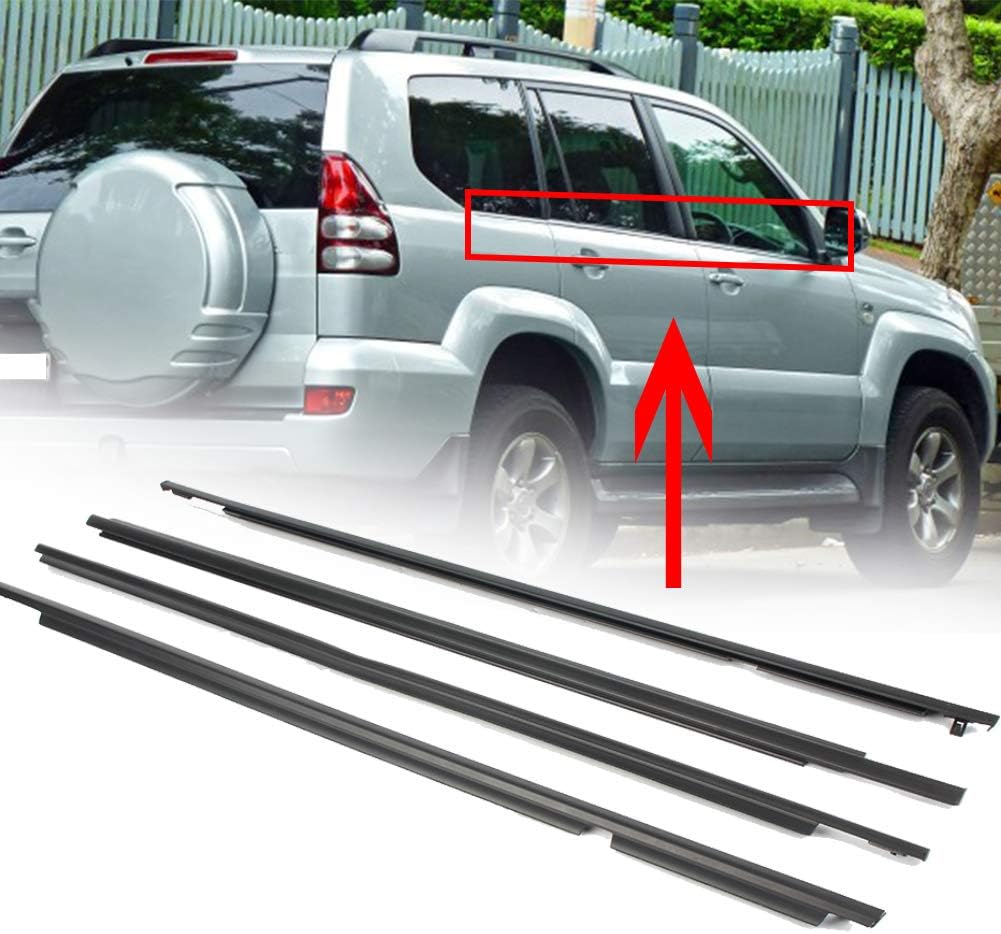 Newsmarts 4pcs Automotive Weatherstrip Window Seal, Rubber Weather Stripping Molding Trim Seal Belt for Toyota Land Cruiser Prado 120 / for Lexus GX470 2003 2004 2005 2006 2007 2008 2009