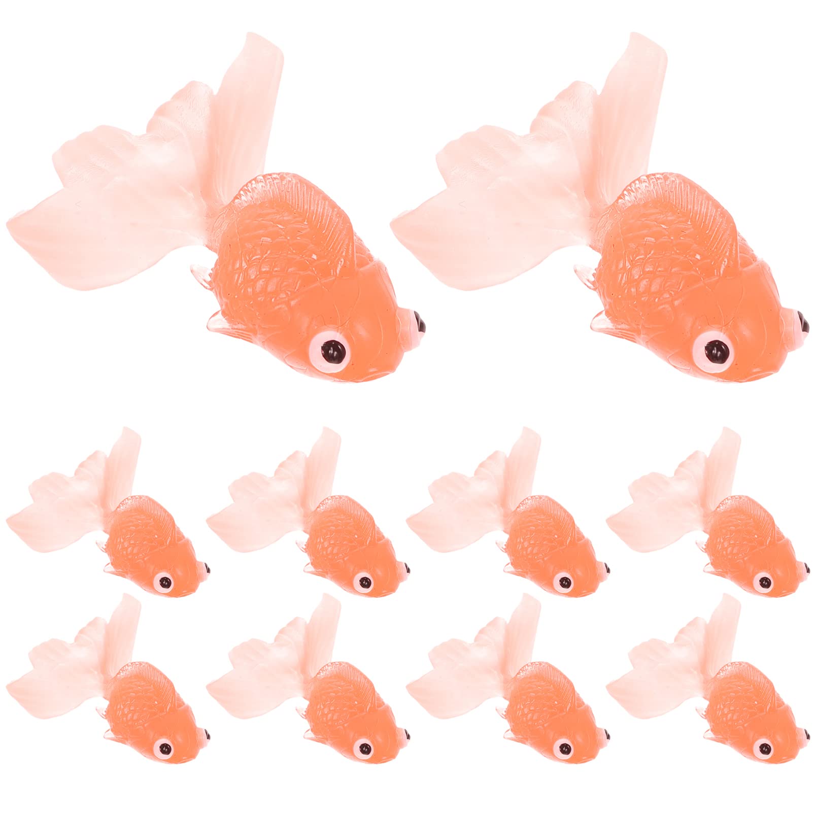 Gadpiparty 10Pcs Fake Goldfish, Rubber Fish, Soft Tpr Aquarium Decoration Kids Fishing Playset Realistic Tank Decor