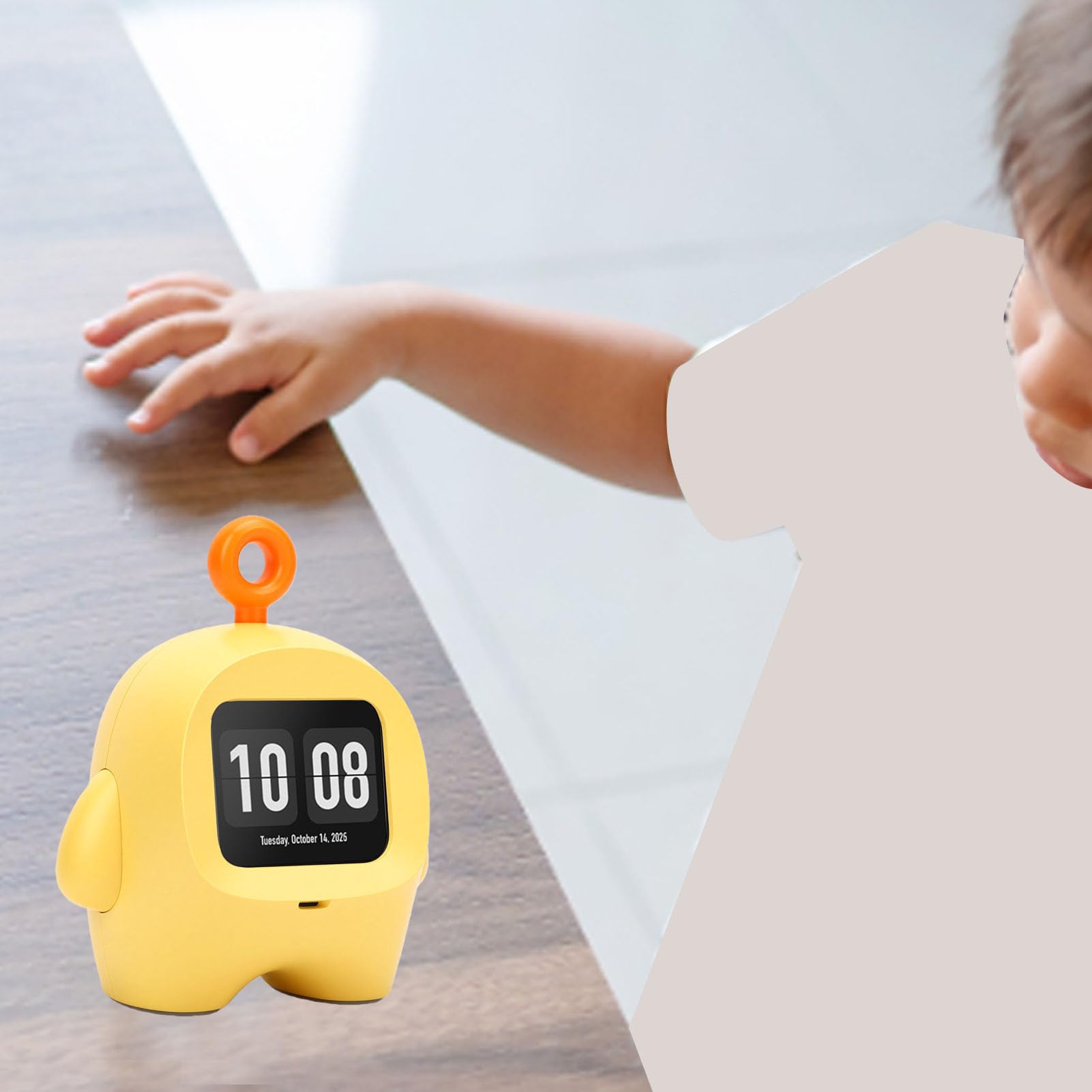 SIXRUN Robot de Voz AI, Juguete Interactivo Inteligente ABS con 37 Idiomas, Pantalla Redondeada HD, Juegos de Reloj Despertador, Colgante Portátil para Niños en Casa, Viajes, Escuela (Yellow)