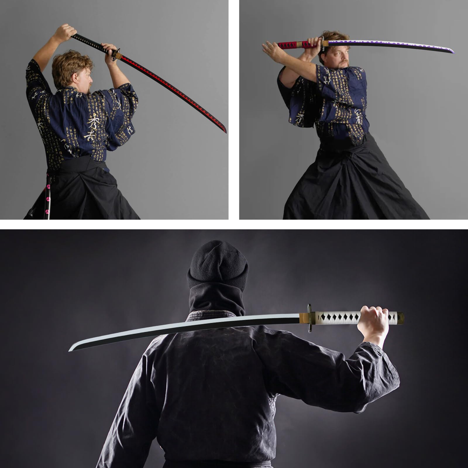 Bambus Cosplay Anime Katana Schwert,Zoro Katana mit Scheide,Holz Katana,Zorro Schwert für Rollenspiele Dekorationen and Geschenke (Kitetsu/Shisui/Wado Ichimonji)