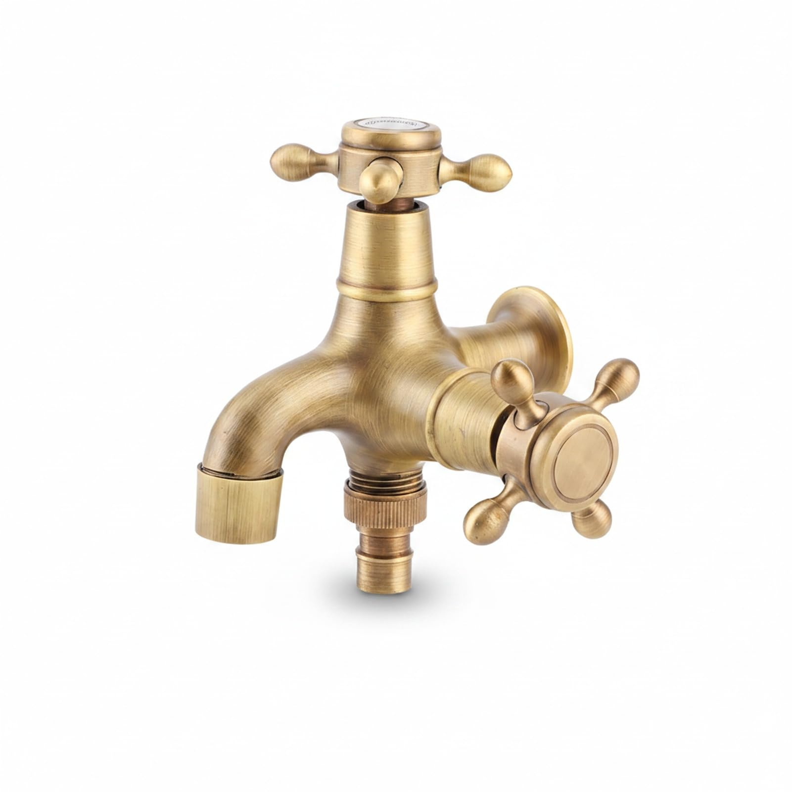 Grifo de baño retro dorado hecho con cobre, diseño de doble salida para grifo de jardín de piscina, un grifo frío único G1/2 para instalación de fregadero montado en la