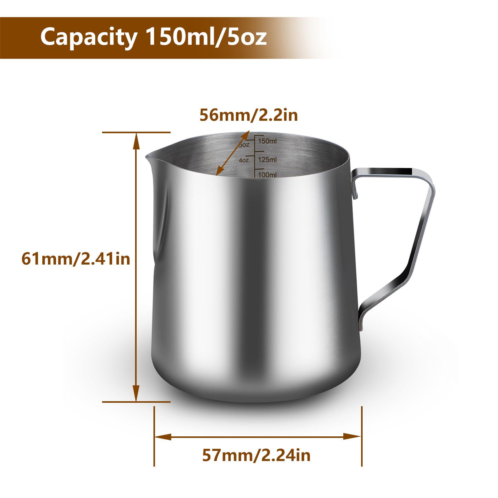 Amazon.com: WELKOR 5oz Mini Milk Frothing Pitcher-Stainless Steel