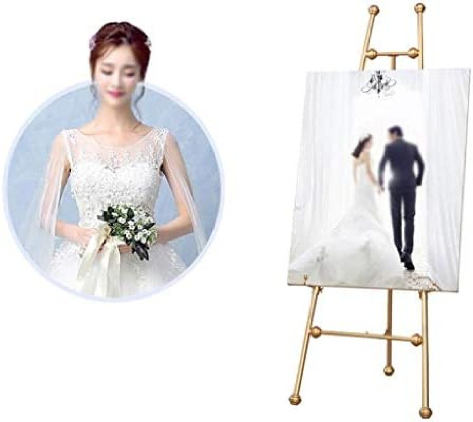 Chynalys 2 supporti per display e poster dorati con ganci regolabili, cavalletto in oro per matrimonio, per cartelli di benvenuto