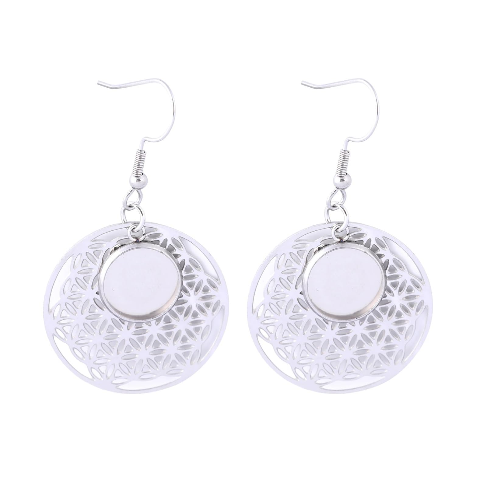 zyrqon 18pcs 30mm Hollow Circle Charm Earring Base Blanks Fit 12mm Cabochon Bezel Trays DIY Findings