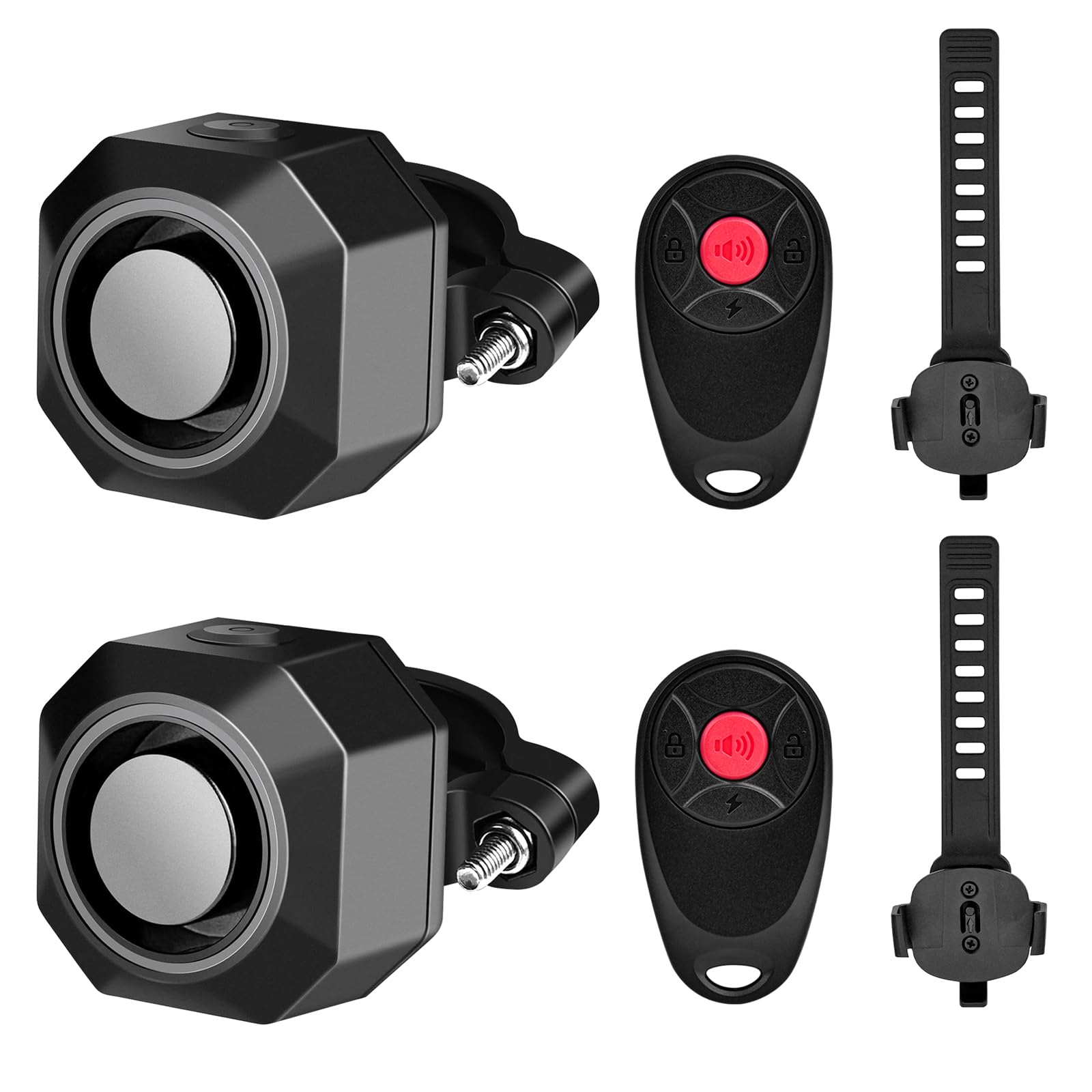 Cruxer 2-Pack Fahrradalarm mit 2 Fernbedienung, USB wiederaufladbar, kabellos, Anti-Diebstahl-Vibrationsalarm, 110 dB Lautstärke und Empfindlichkeit, Einstellbarer Sensor, Einbruchsystem für Motorrad