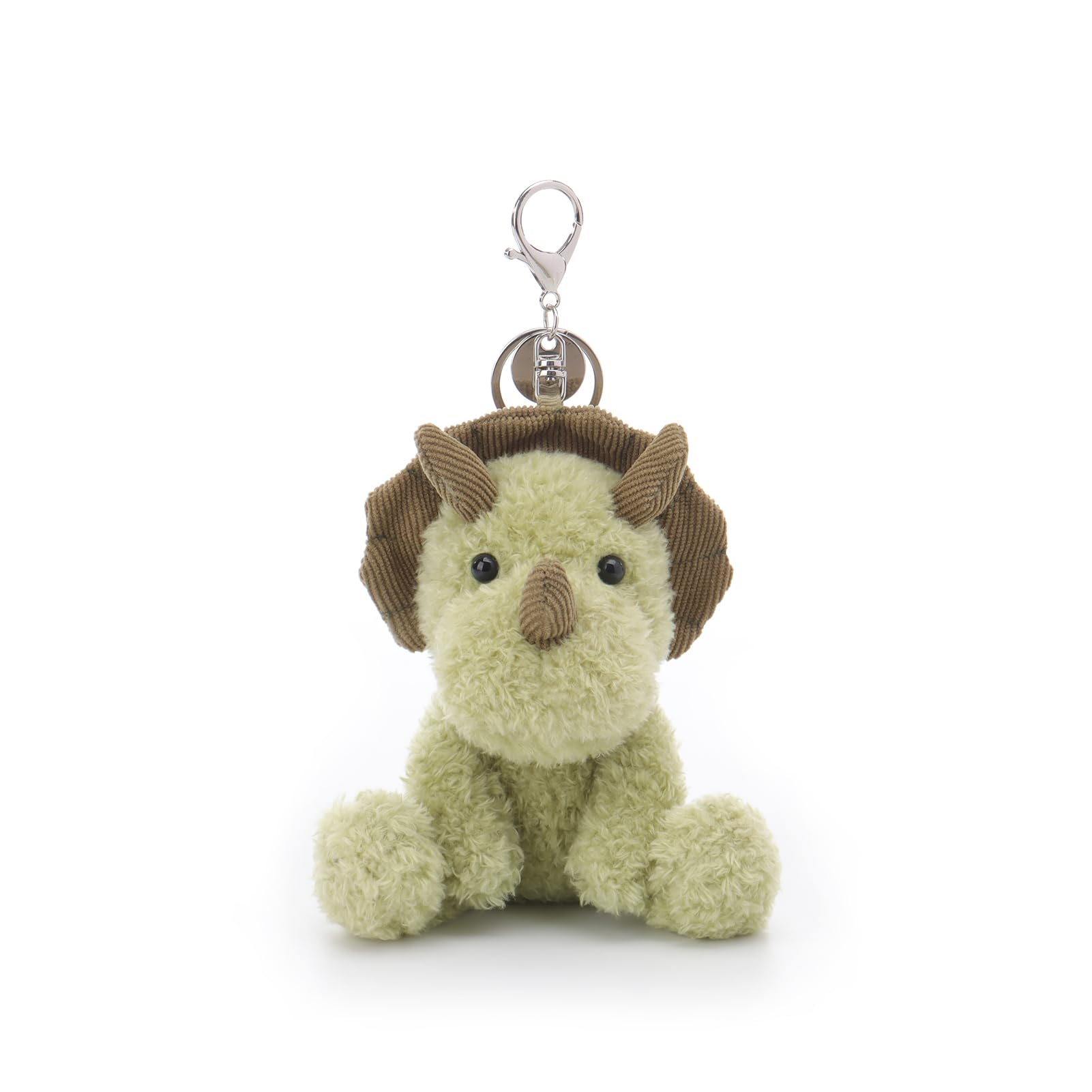 Apricot Lamb Green Triceratops Stuffed Plush Keychain, Soft Plushies Cute Keychain Toys for Kids' Bag, Backpack, Purse, Green Dinosaur 5 Inches