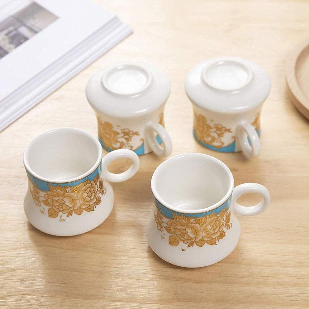 Juego de Tazas de café, Juego de té y café de Porcelana de pequeña Capacidad, Juego de 6 Tazas y platillos de cerámica, Regalo (E)