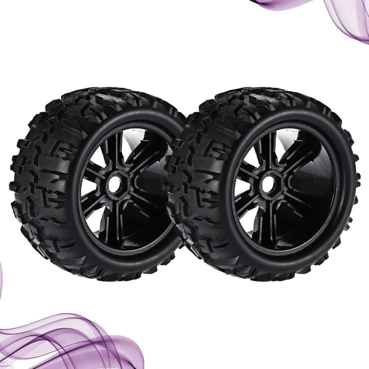HEMOTON Accessoires pour Voiture Tout- Rc à L'échelle 1/8 - Pack de 2 Jantes Et Pneus - Stabilité Élevée Et Adhérence Supérieure sur Les Terrains