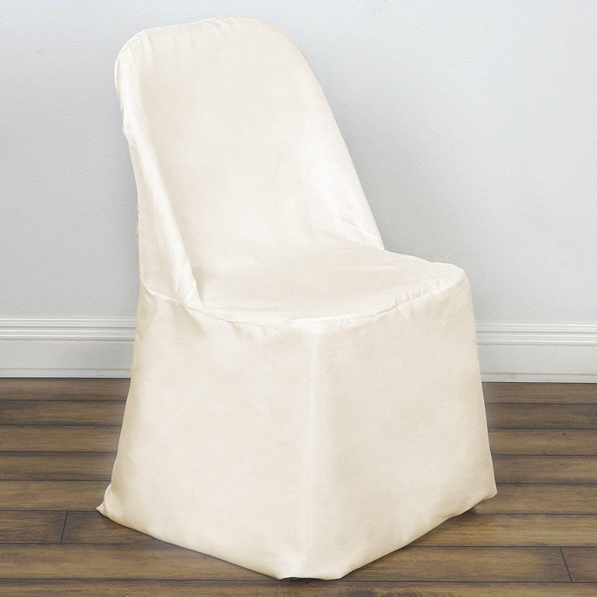 Sparkles Make It Special Leading Linens 20 pc Polyester Folding Chair Covers - Wedding Reception Banquet Party Restaurant - Ivory