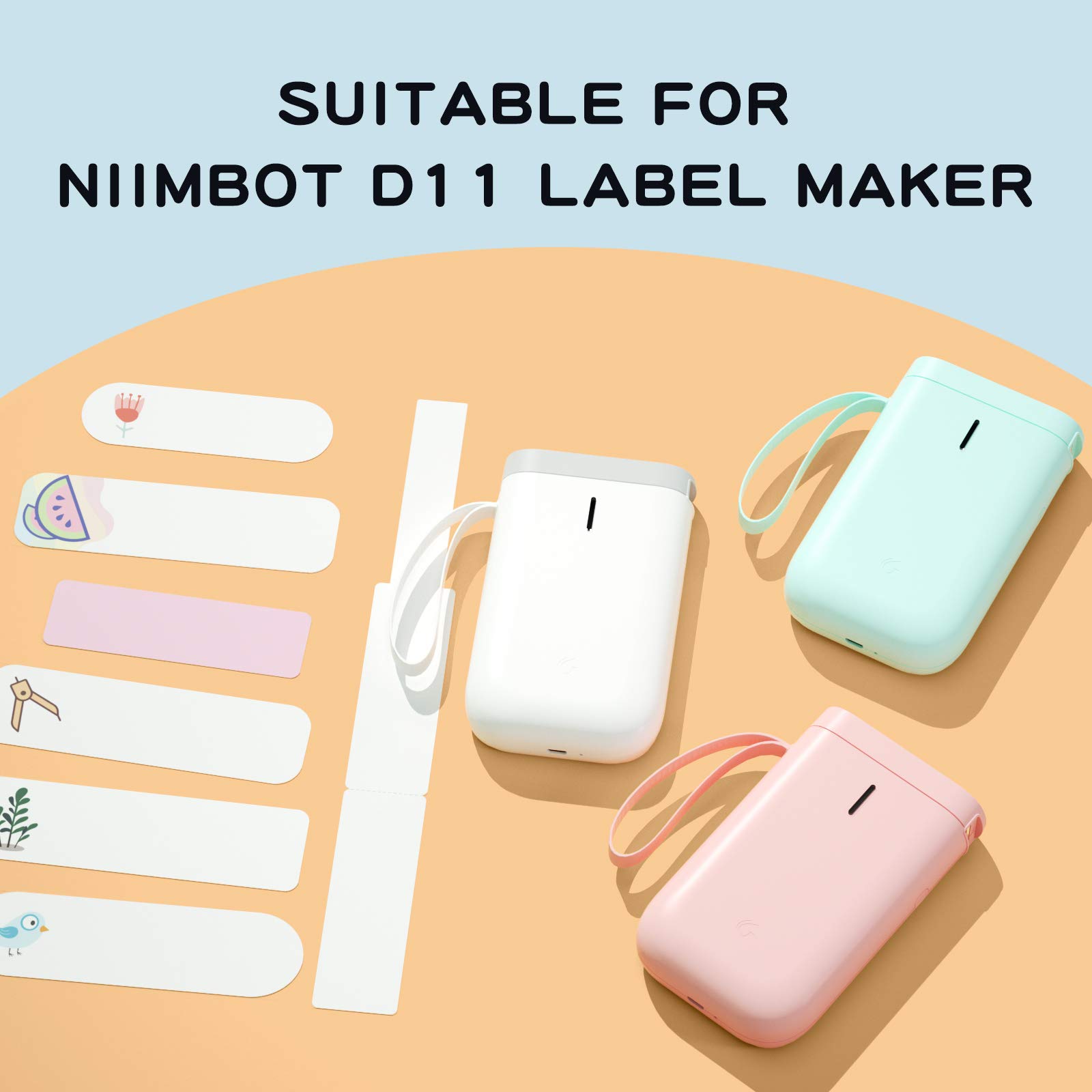 NIIMBOT Set di 3 rotoli di etichette termiche, 12,5 x 109 mm, 65 etichette/rotolo (bianco)