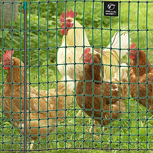 VOSS.farming farmNET 50m Hühnerzaun, Geflügelnetz, 112cm, 16 Pfähle, 2 Spitzen, grün, ohne Strom, Hühnernetz, Hundenetz, Katzennetz