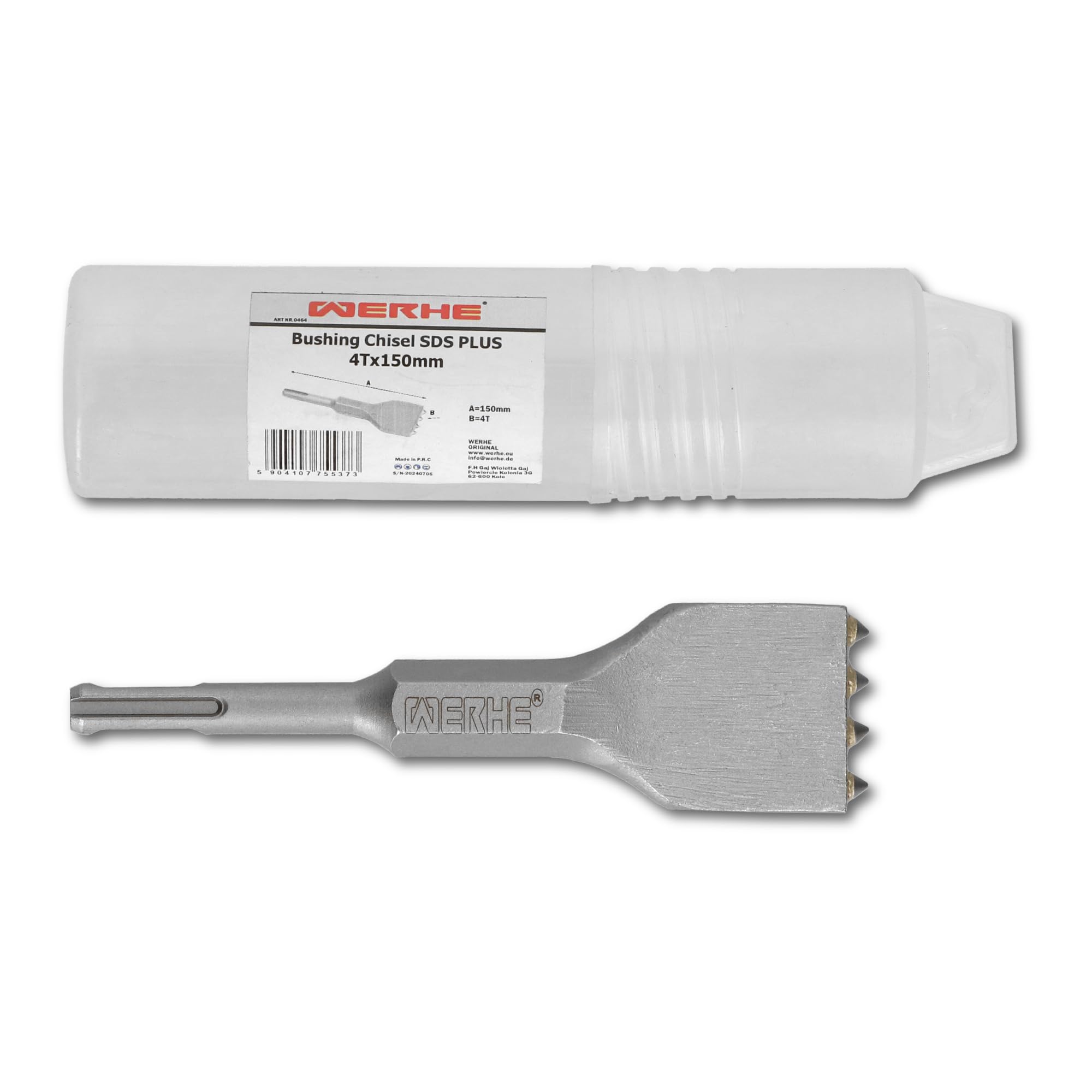Scalpello martellatore WERHE SDS PLUS 4 denti, 150 mm – Per la lavorazione di calcestruzzo e pietra