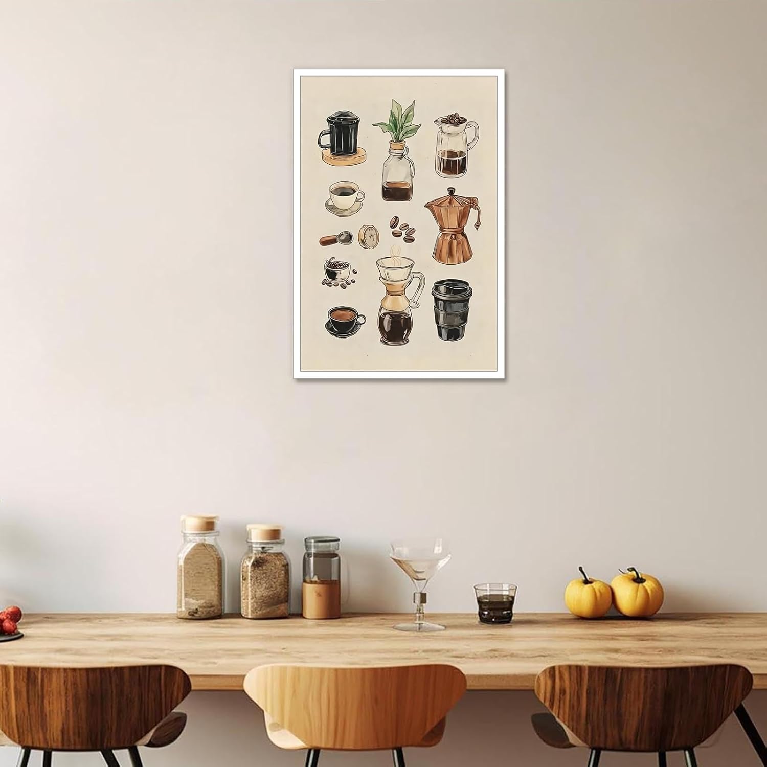 Retro Kitchen Canvas Wall Art Vintage Espresso Makers Poster Minimal Americano Lover Aesthetic Prints Painting For Baristas & Home Cafes Wall Decor Living Room 24x36in Unframed
