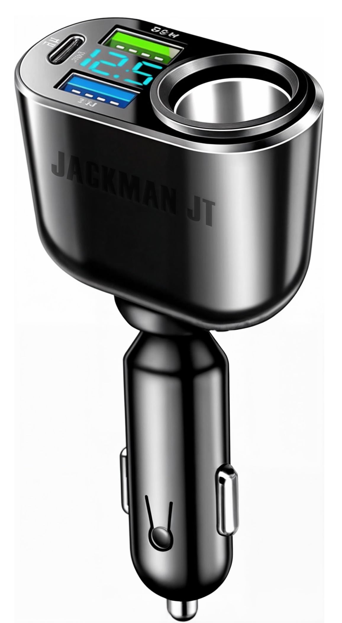 Car Cigarette Lighter Adapter, PD3.0 + Dual USB A Port 12V/24V USB Cigarette Lighter Socket Splitter Adapter Fast Car Charger with LED Voltmeter for Smart Phone/GPS/Dashcam