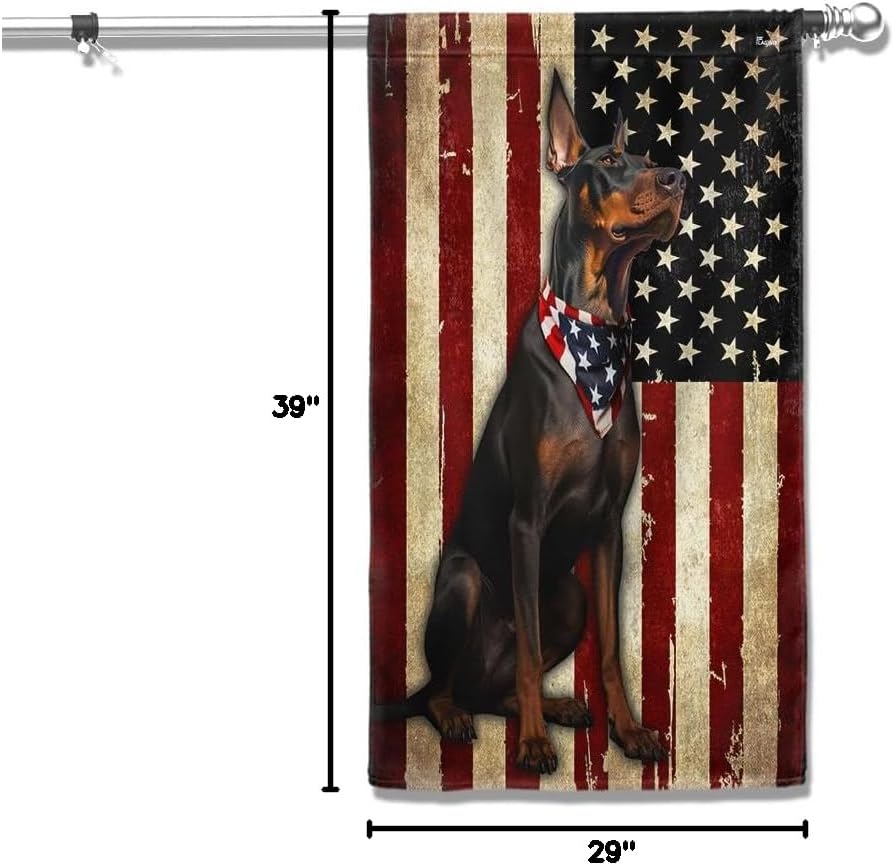 American Flag-Doberman Pinscher Flag Dog Lover Patriot Doberman American Flag QTR872F, Garden Flag (11.5" x 17.5")-USA Flags Premium Polyester-Decorative Indoor Outdoor Flag