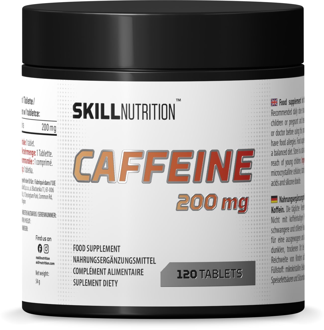 SKILL NutritionCaffeine, 200mg - 120 tabs