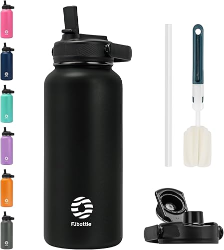 Botellas de agua aisladas de acero inoxidable de 32 onzas con tapa de popote y tapas de boquilla, botella de agua deportiva, doble pared a prueba de disponible en Yaxa El Salvador