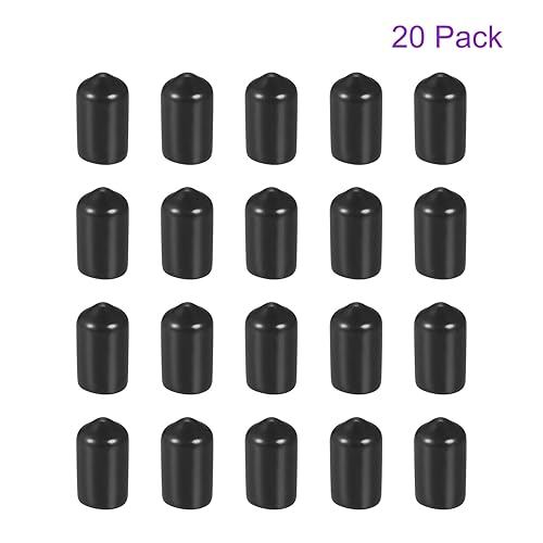 Miniatura 10 de DMiotech Paquete de 20 protectores de rosca de tornillo negros de 332 pulgadas de diámetro interior, tapas de goma para pernos de tornillo, tubería