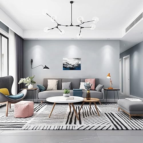 Miniatura 137 de Lienzo artístico para pared, pinturas de arte abstracto, fantasía azul, grafiti colorido sobre fondo blanco; decoración artística moderna para sala