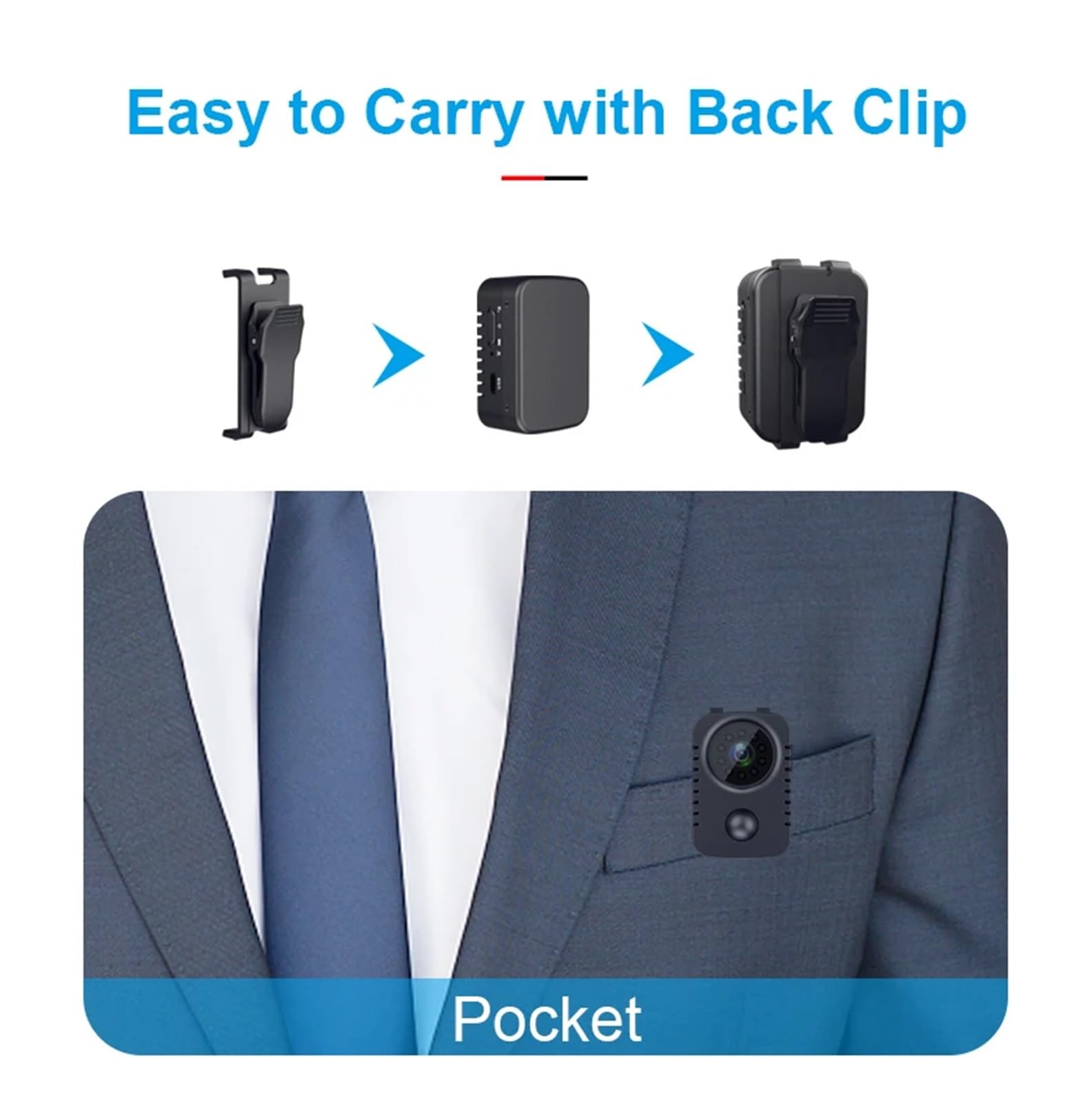 MD29 HD Mini caméra corporelle 1080P caméras de Poche de sécurité Petite caméra de Nounou activée par Le Mouvement for Les Voitures en Veille Webcam Espia 8H de Travail(1080P WiFi Camera)