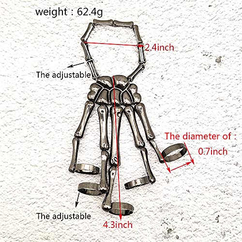 Unique Exaggerate Style Skull Finger Hand Bone Bracelet Punk Handmade Halloween Metal Skeleton Bangle Horror Halloween Goth Ghost Claw Jewelry Ornaments for Women4