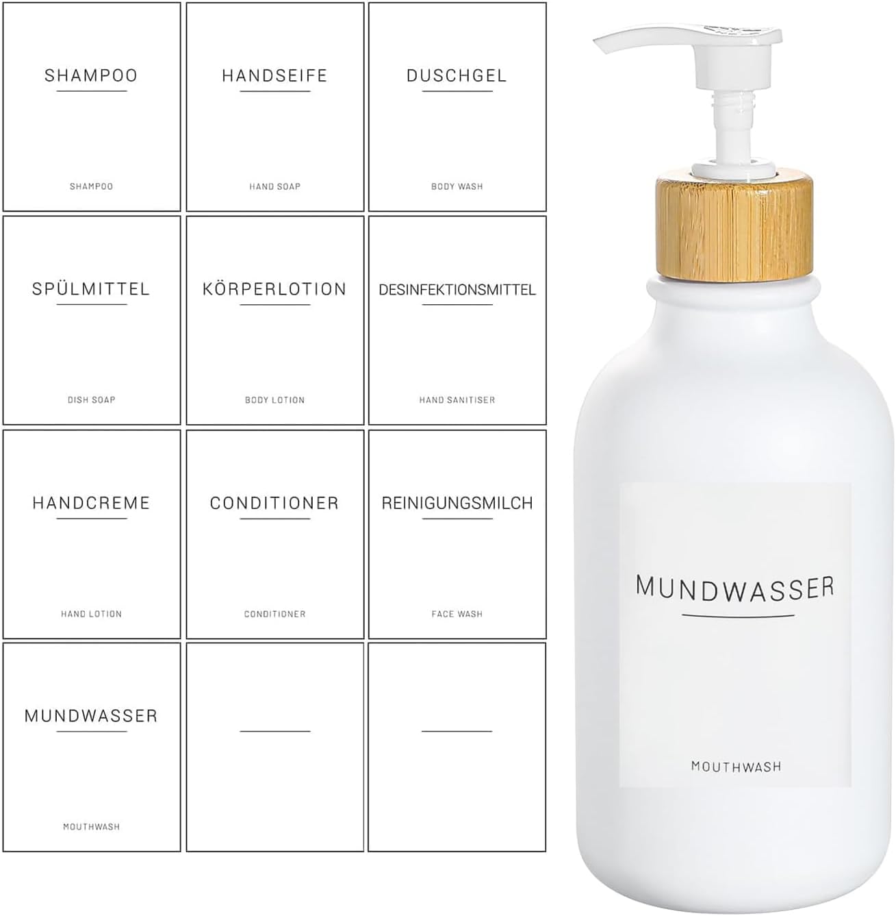 Pack of 22 Waterproof Bottle Label Stickers Label Soap Dispenser Stickers for Kitchen Bathroom