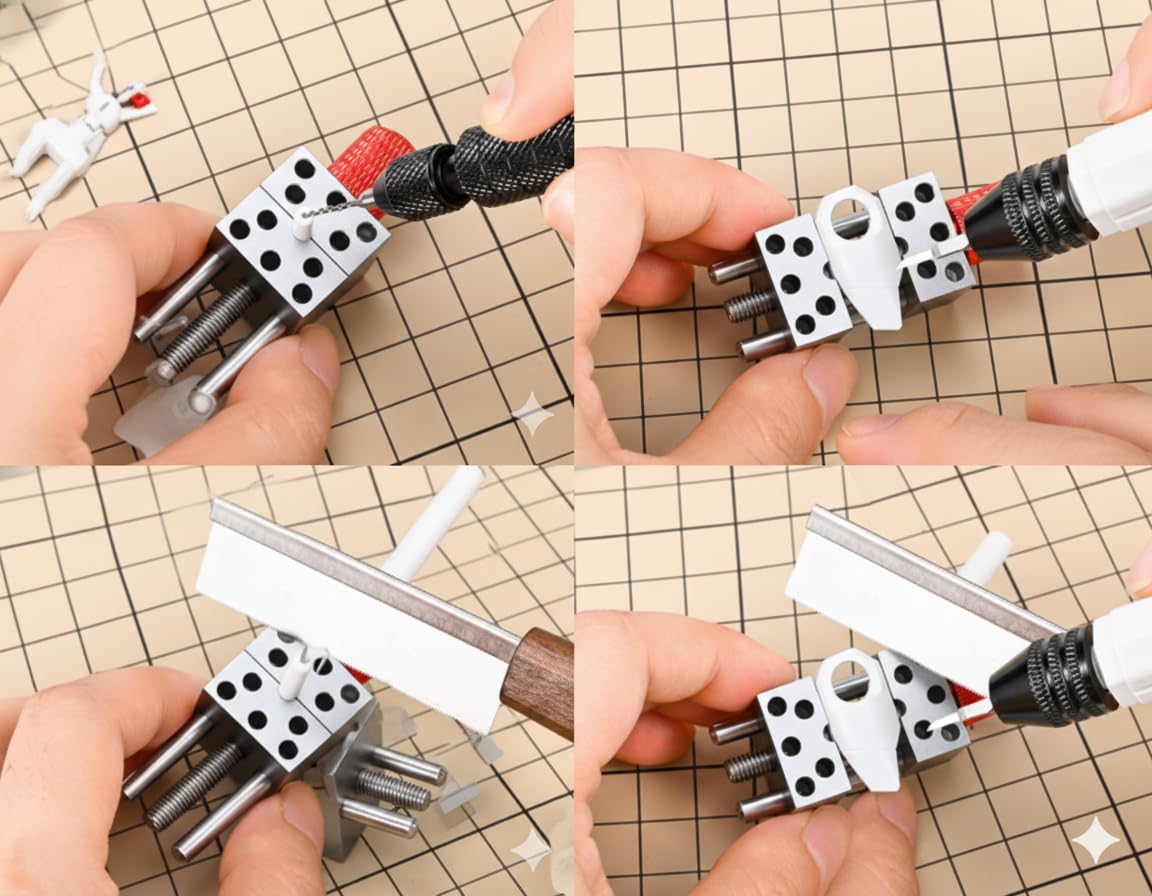 Mini étau universel, tête sphérique rotative à 360° avec base lestée stable, broches réglables en silicone anti-rayures pour modélisme, peinture, bijoux, électronique