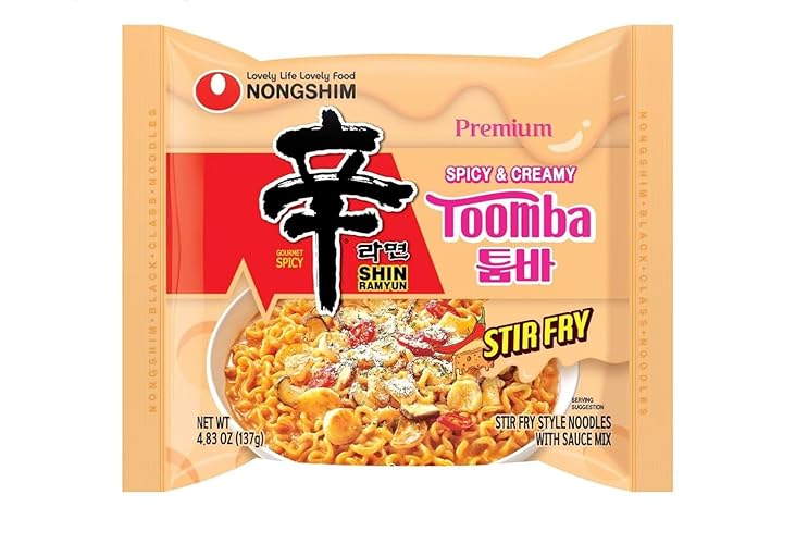 Nongshim Ramen Noodles, Gourmet Instant Ramen, Premium Noodle, Spicy Creamy Stir Fry, Shin Toomba, 4.83oz (Pack of 4) - 4.83 Ounce (Pack of 4)